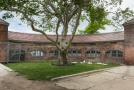 Outside view to curved hallway