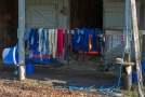 2o6a1662 Wraps and cloths. All equipment used is washed, cleaned, and put out to dry each day. Colorful.